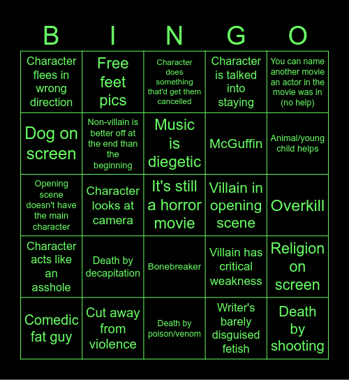 Macabathon Bingo Part II: Bingo Lives Bingo Card