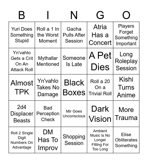 ---- Bingo Card