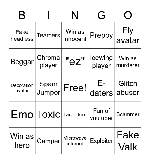 MM2 Bingo Card