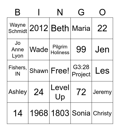 Wesleyan Trivia Bingo Card