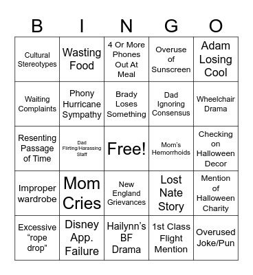 Disney Bingo Card