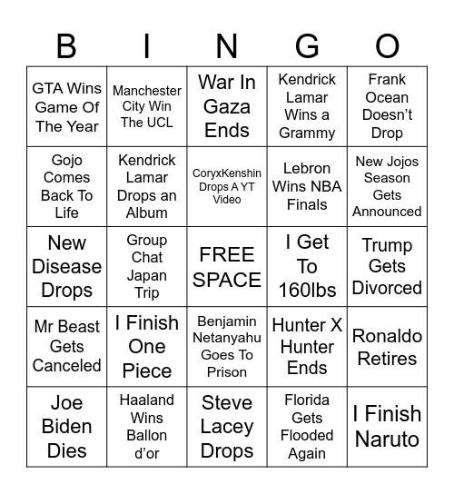 2025 Bingo Card