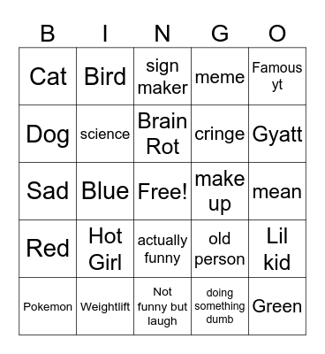 YT Shorts Bingo Card