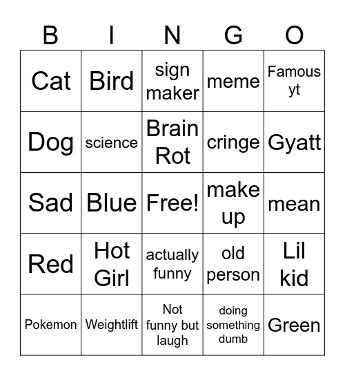 YT Shorts Bingo Card