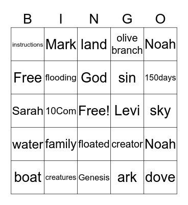 Bible Quiz 1 Bingo Card