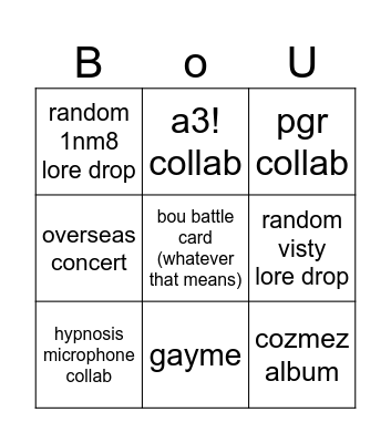 PARADOX LIVE ANNOUNCEMENT STREAM Bingo Card