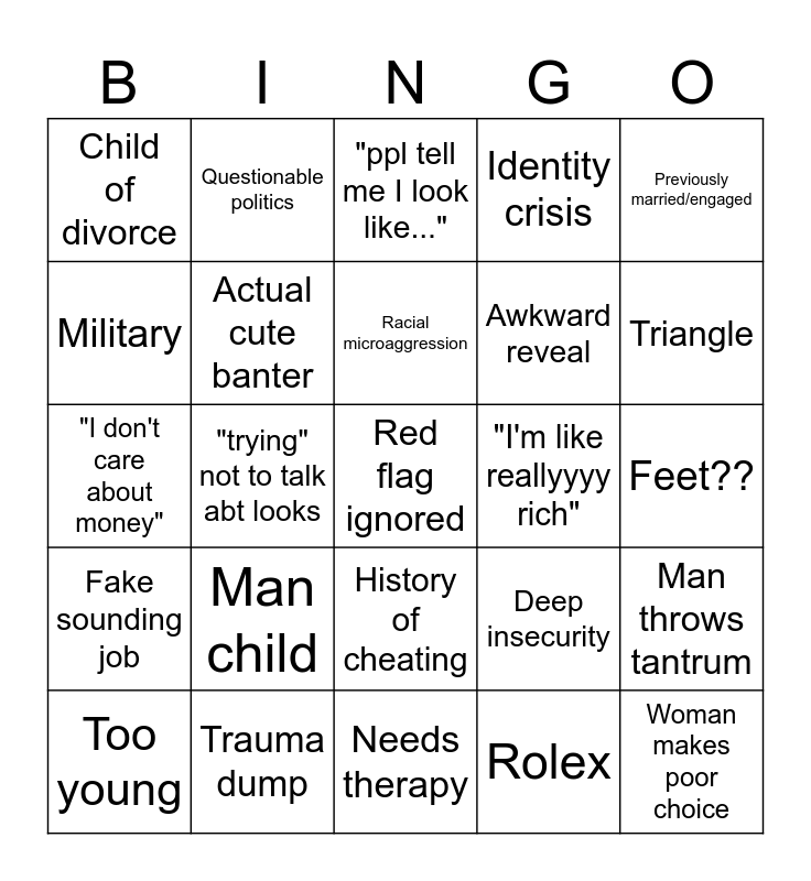 LiB pod bingo Card
