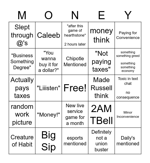 Nathan Bingo Card