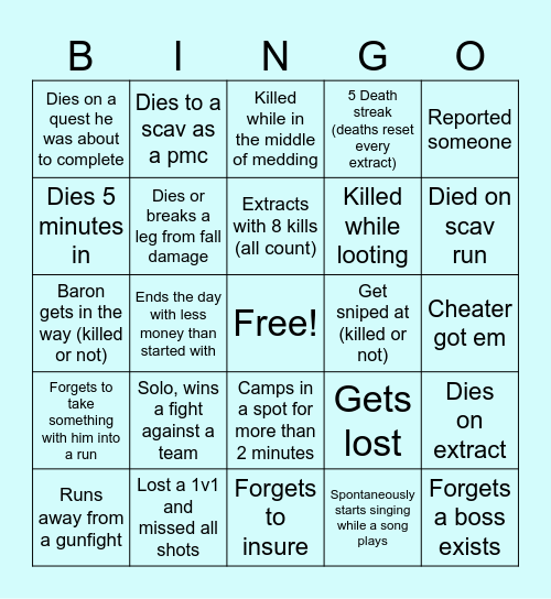 B1G_W1LLY TARKOV BINGO Card