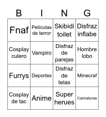 Halloween Bingo Card