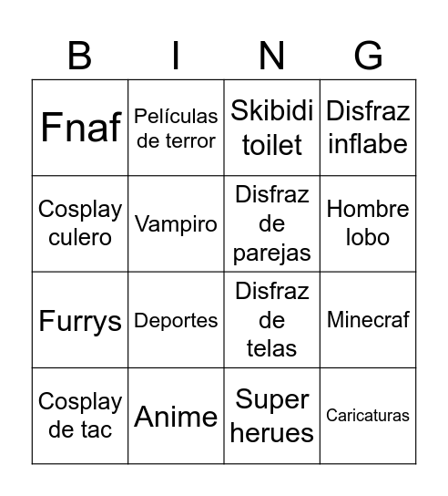 Halloween Bingo Card