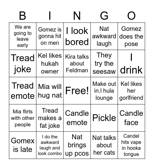 Gomez is full Bingo Card