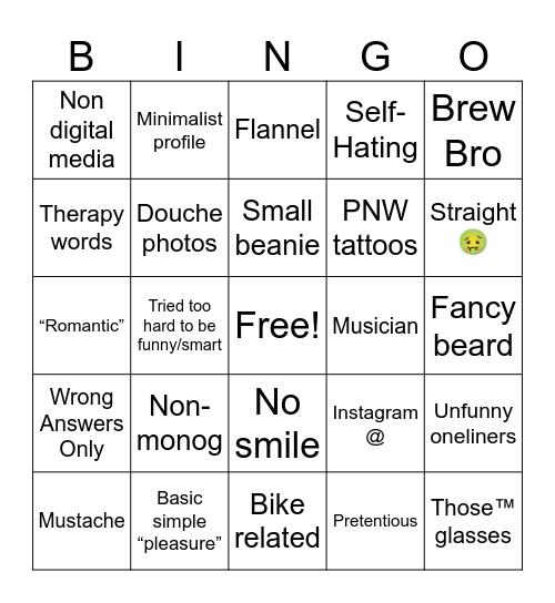 Portland Man Bingo Card