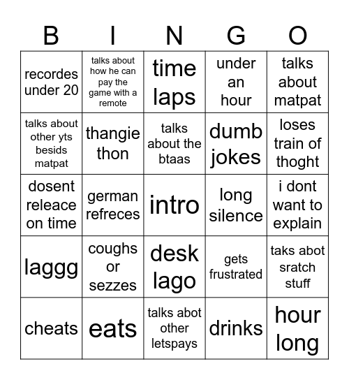 thangie td Bingo Card