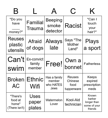 Negus Bingo Card