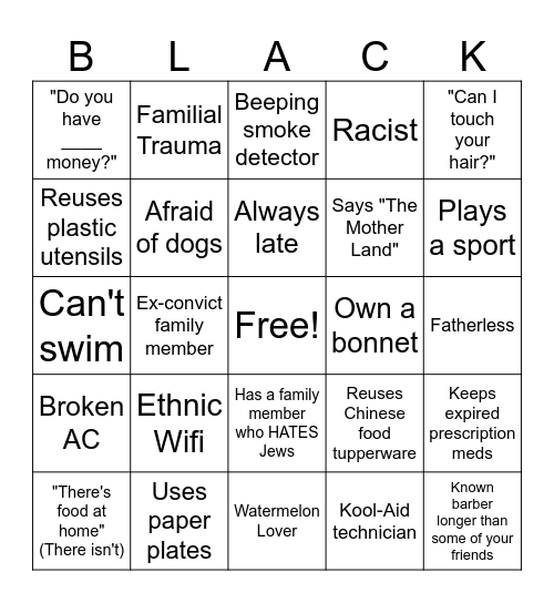 Negus Bingo Card