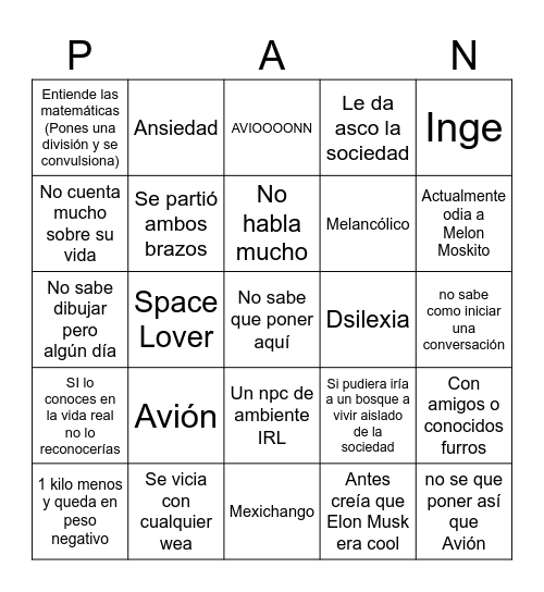 P A N A S O N I C Bingo Card