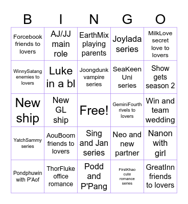GMMTV Predictions 2025 Bingo Card