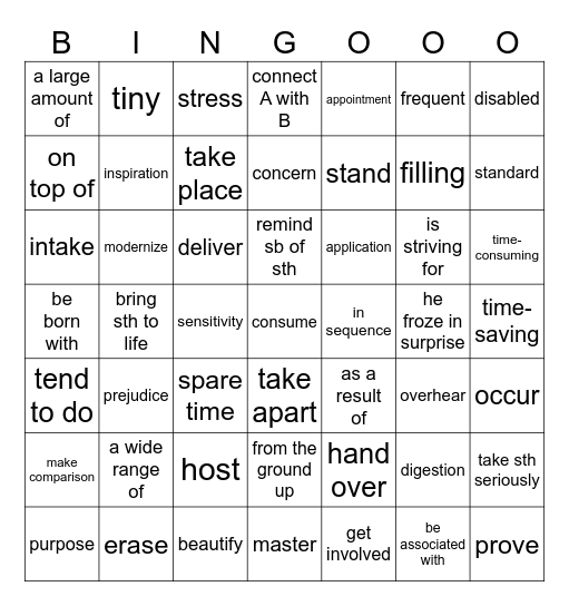 第五周 Bingo Card