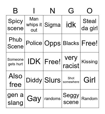 Diddy tommorw Bingo Card