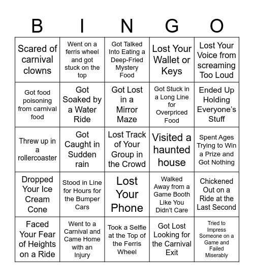 Carnival Bingo Card