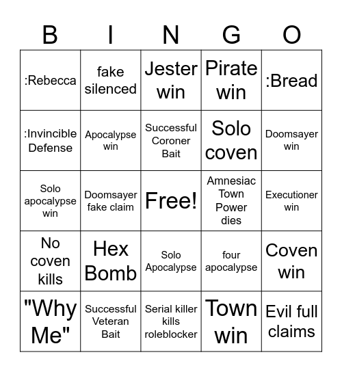 TOS 2 BINGO Card