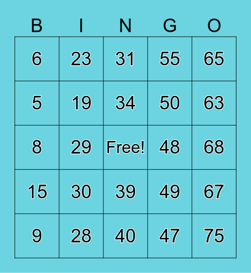 Virtual Bingo October 17 2024 Bingo Card