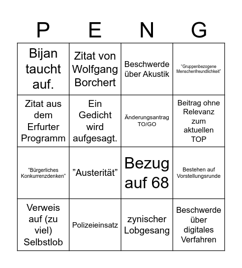 🤫 Bingo Card