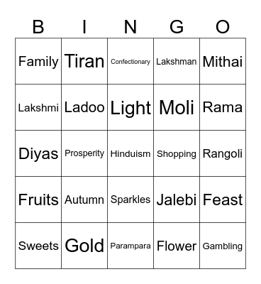 Diwali Bingo Card