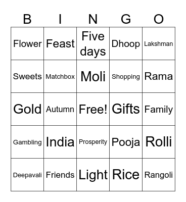 Diwali Bingo Card