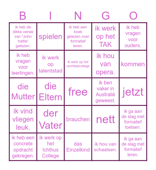 leren zichtbaar maken Bingo Card