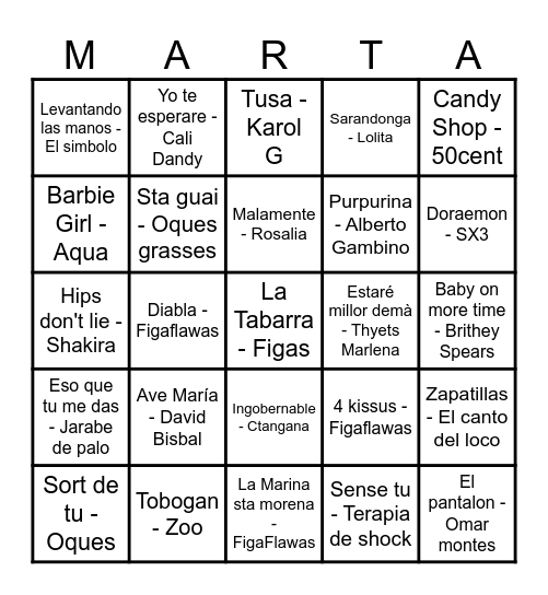 Celebrant la vida +1 Bingo Card