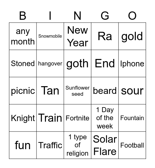 Infinite Craft Bingo Card