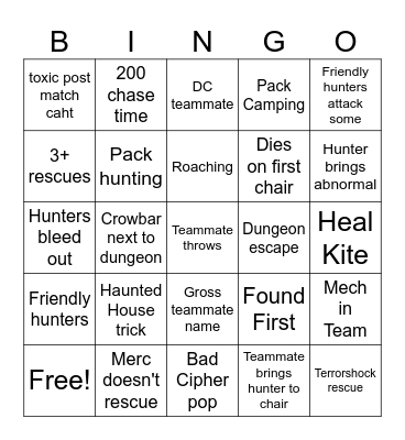 Duo Bingo Card