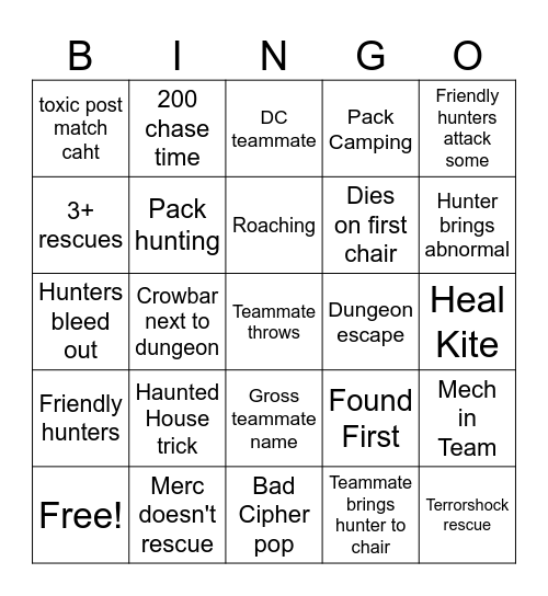 Duo Bingo Card