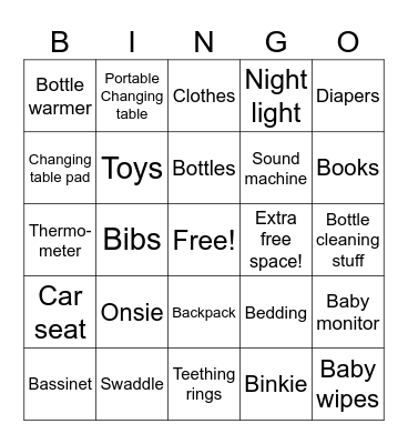 Baby Shower Bingo! Bingo Card