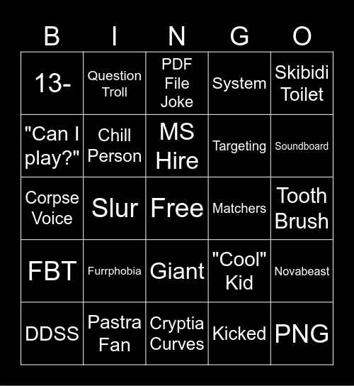 VRC BINGO Card