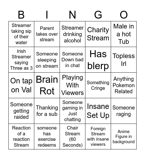 Twitch Bingo Card