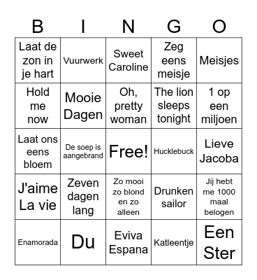 Samana Muziek Bingo Card