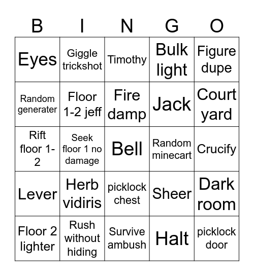 floor 1-2 Bingo Card