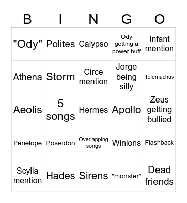 Vengeance Saga Bingo Card