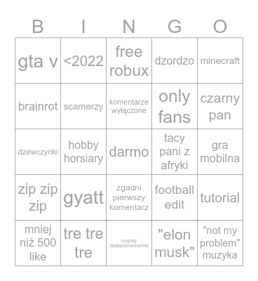 tiktok pizda Bingo Card