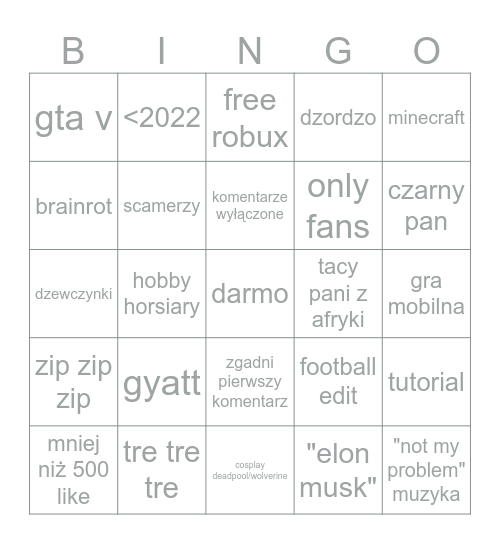 tiktok pizda Bingo Card