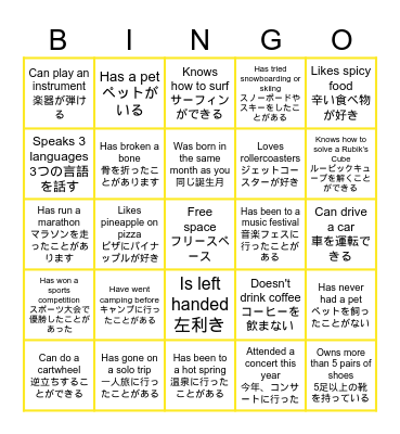 CG Icebreaker Bingo Card
