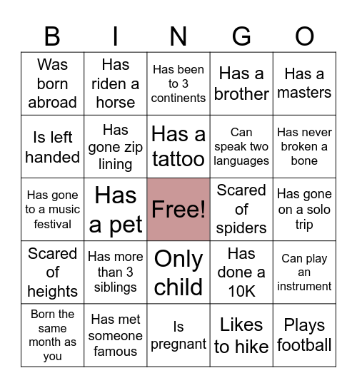 Baby Shower Bingo Card