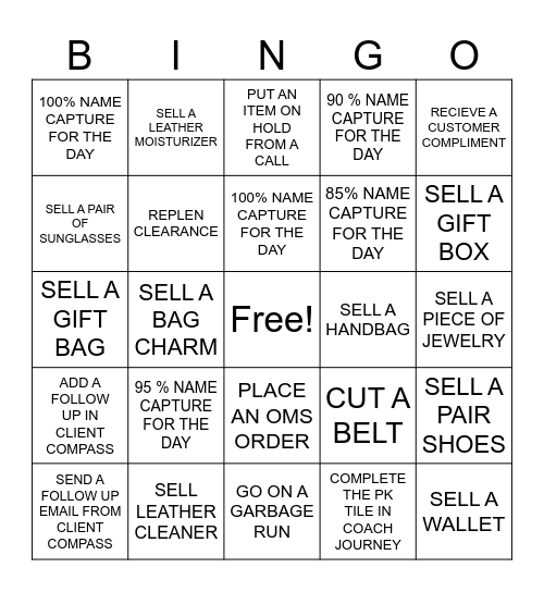 COACH BINGO - CASHIER/SUPPORT Bingo Card