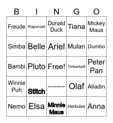 Disney Bingo Card