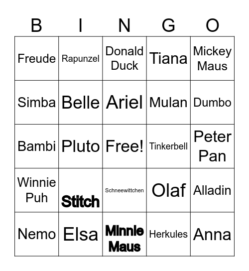 Disney Bingo Card