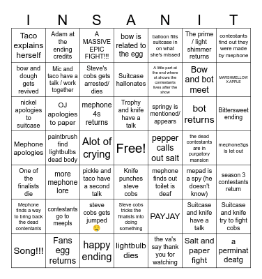 ii finale bingo Card