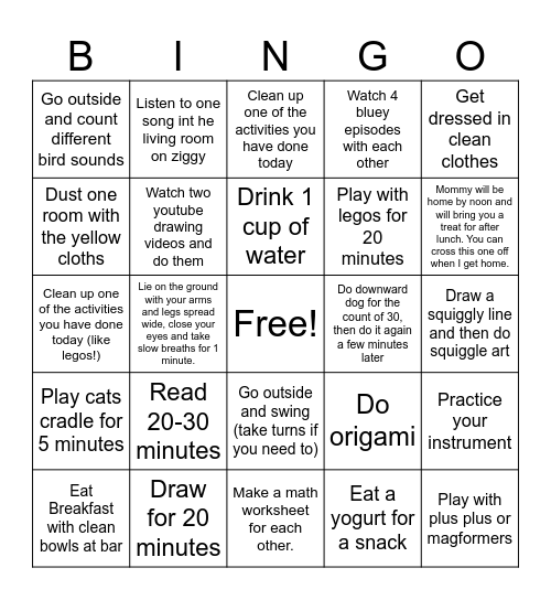 Saturday Morning Blackout! Bingo Card